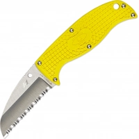 Нож с фиксированным клинком Enuff Salt Spyderco FB31SYL, сталь H-1 Satin Serrated, рукоять термопластик FRN, жёлтый купить в Ульяновске