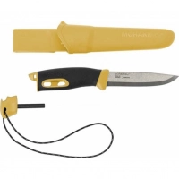 Нож с фиксированным лезвием Morakniv Companion Spark Black Yellow, сталь Sandvik 12C27, рукоять резина/пластик купить в Ульяновске