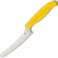 Универсальный кухонный нож Spyderco Z-Cut Serrated Offset Kitchen, сталь CTS™ — BD1 Alloy, рукоять желтый полипропилен купить в Ульяновске